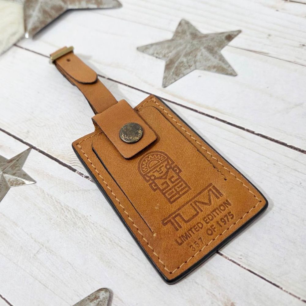 Vintage Tumi 40th Anniversary 1975 Limited Edition Leather luggage tag brown